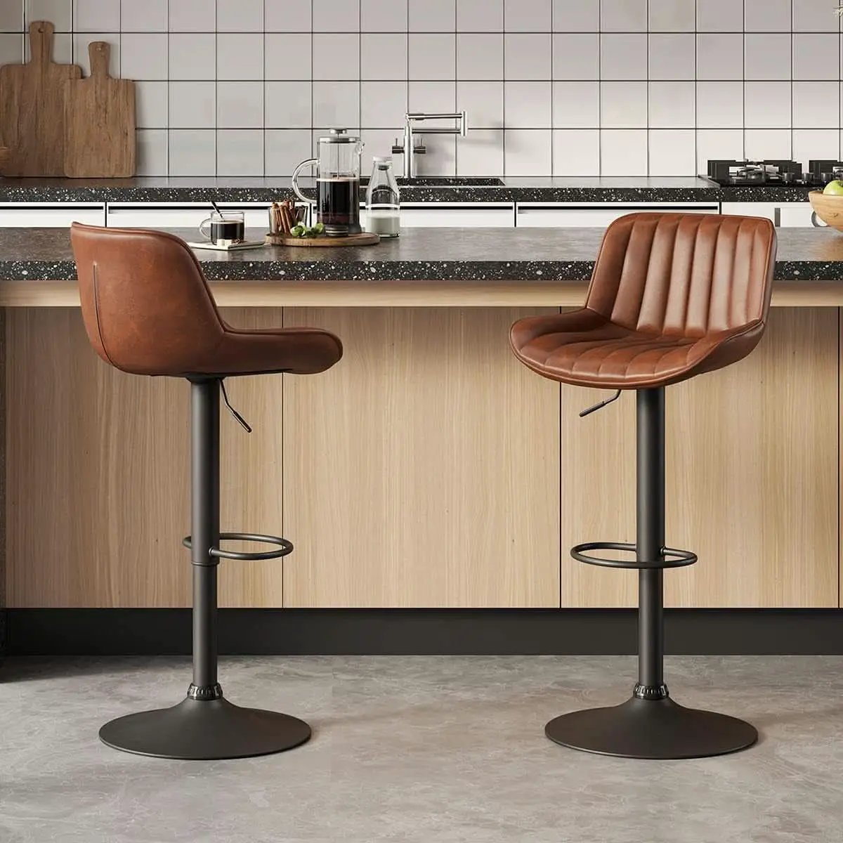 Mid Century Modern Adjustable Height Swivel Bar Stools from PriceLows™
