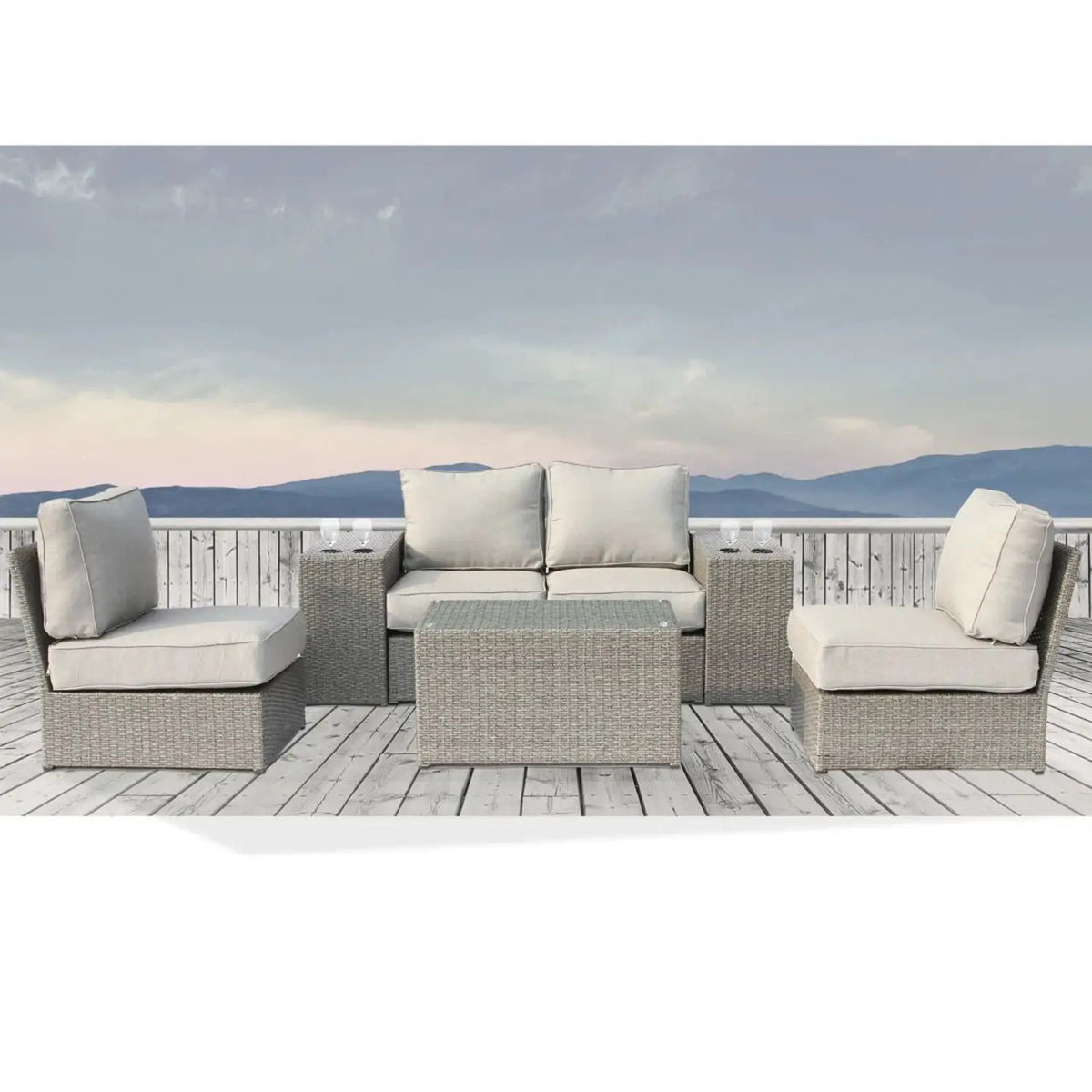 Modular Wicker Patio Seating Group | HDPE Wicker | Rustproof Aluminum Frame | 10 Thick Cushions