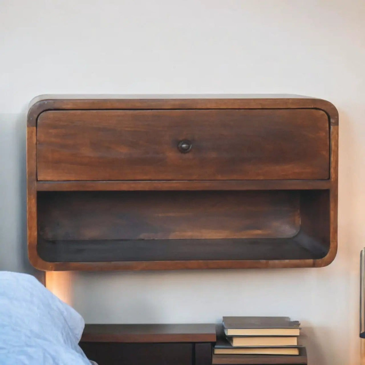 Curve Upper Slot Floating Nightstand | 6 Pieces | Bedroom Furniture | Bedroom