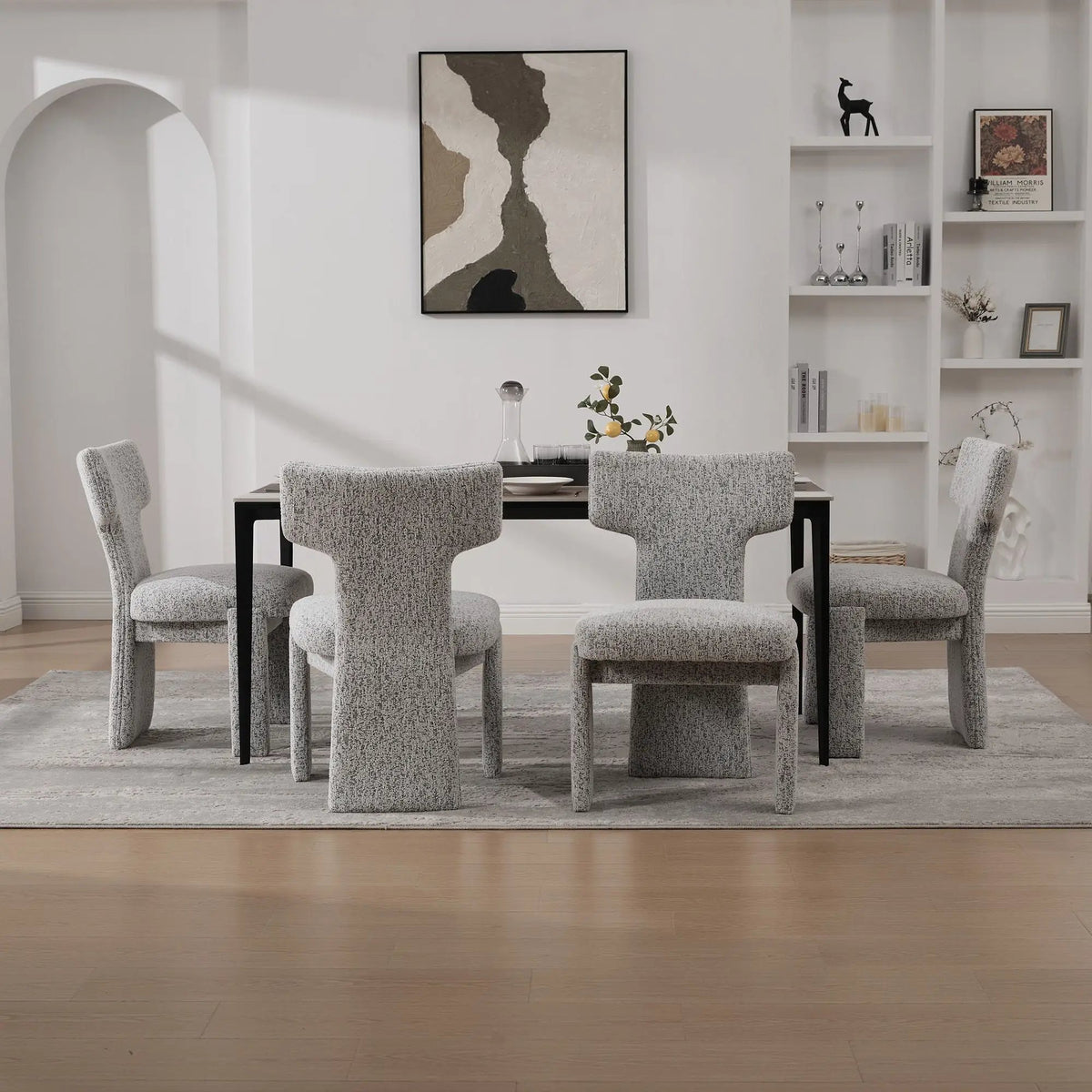 Armless Accent Chairs | Curved Back | Futuristic Design | Foam Padded Fabric