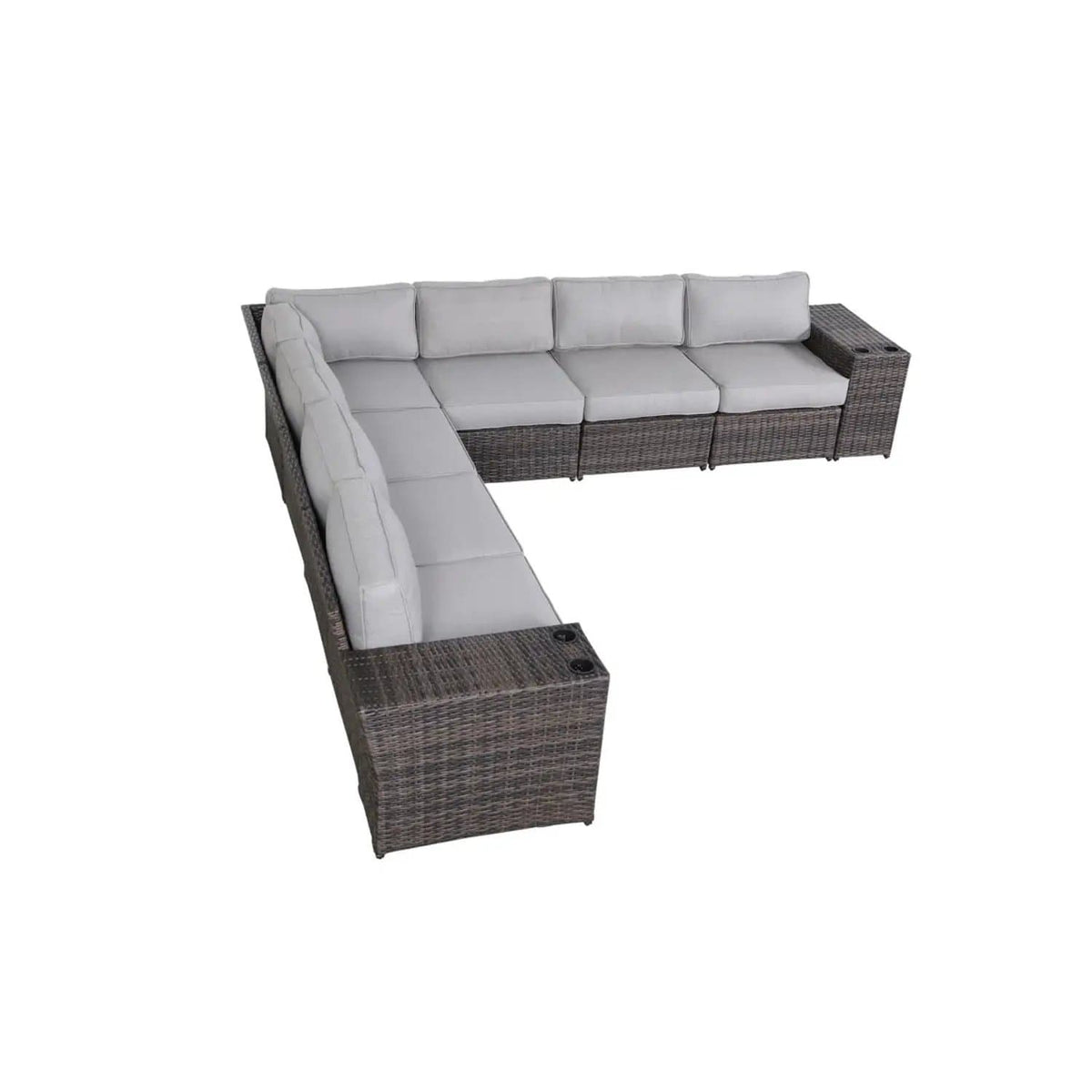 Modern Rattan Wicker Seating Group With Cushions Stationary Sectional | 102 x 102 x 26 in | Rattan & Wicker | Living Room