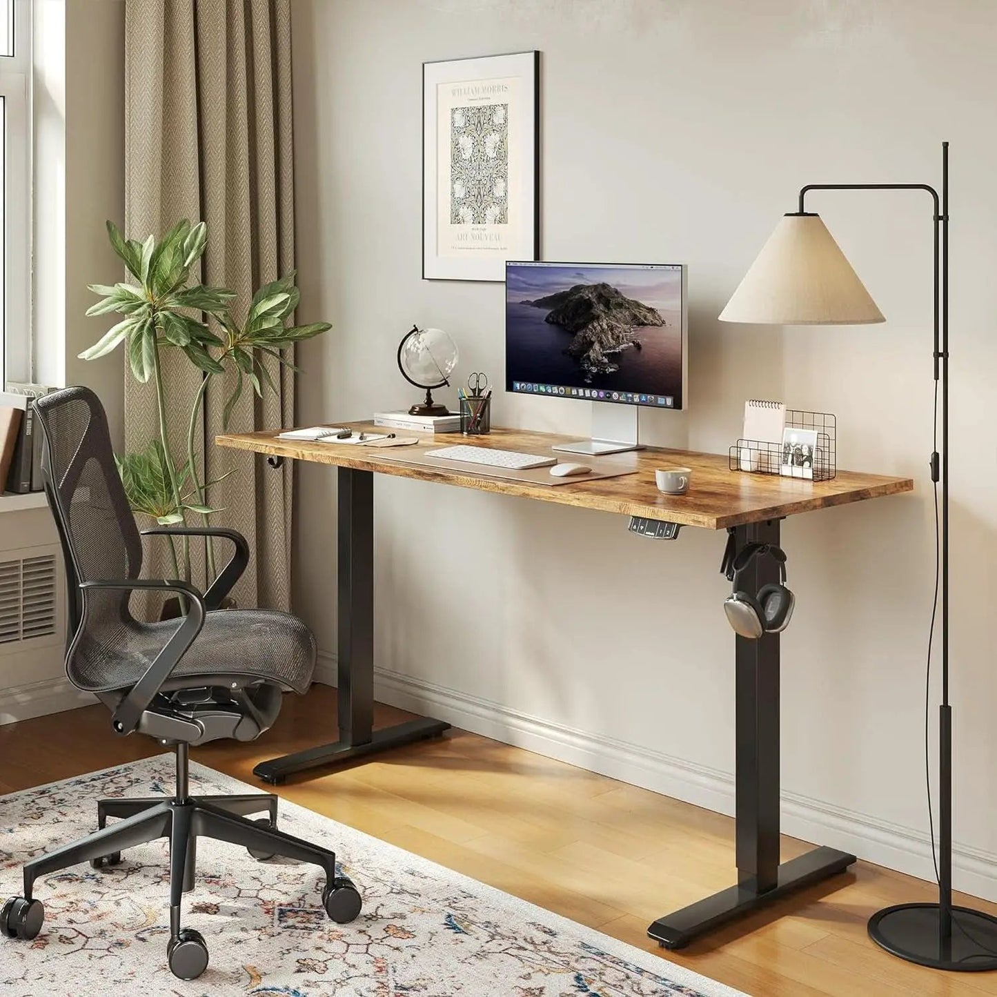 Electric Standing Desk 48x24 Height Adjustable With Memory Presets Rustic Brown from PriceLows™