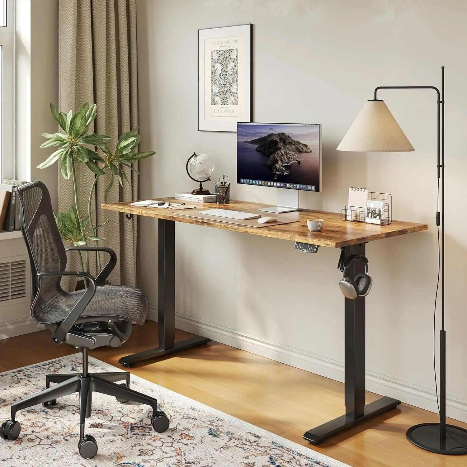 Electric Standing Desk 48x24 Height Adjustable With Memory Presets Rustic Brown from PriceLows™