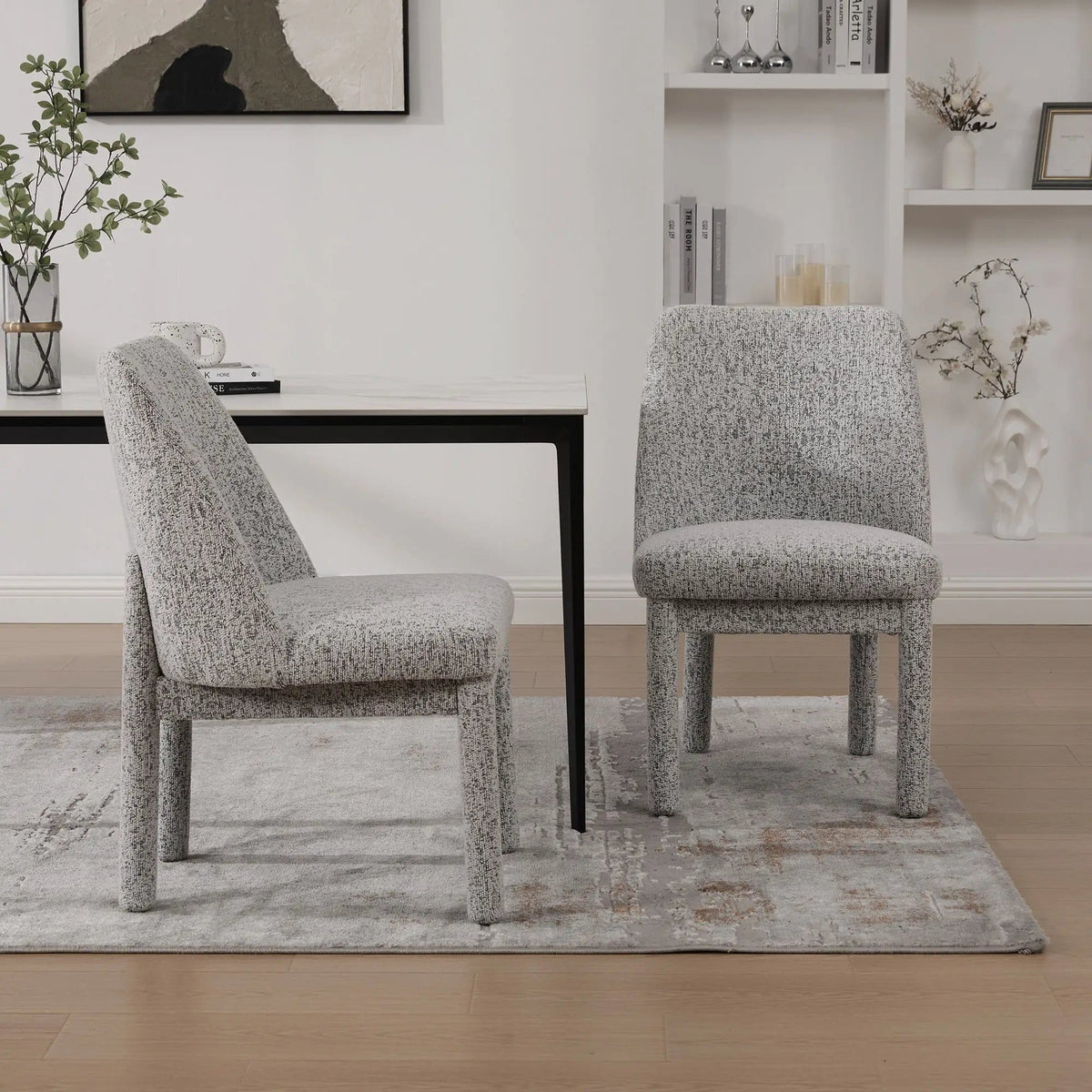 Wide Minimalist Dining Chair Chair Set | Chair Set | Rubberwood & Fabric | Dining Room