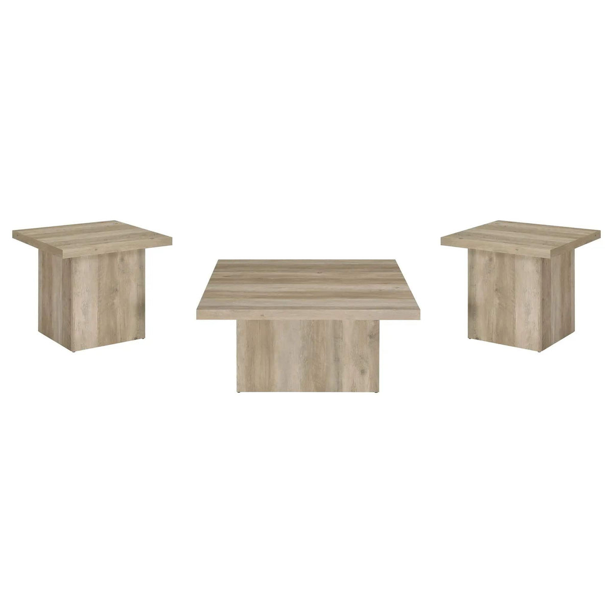 Devar 3-piece Square Coffee End Table Set Distressed Pine | 3-Piece Set | Veneer & Wood | Dining Room