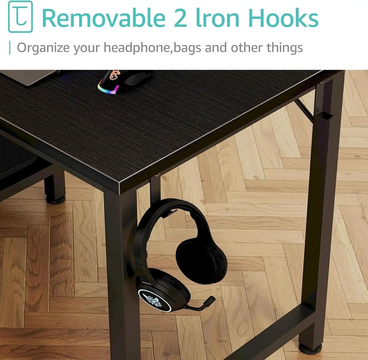 40 Inch Small Gaming Desk With Fabric Drawers Black from PriceLows™