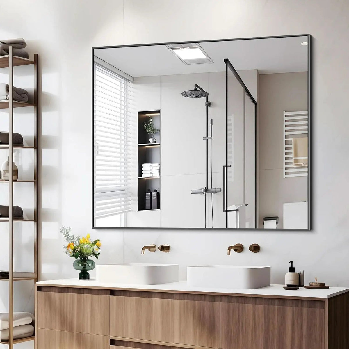 36x40 Black Wall Mirror With Horizontal Or Vertical Mount from PriceLows™