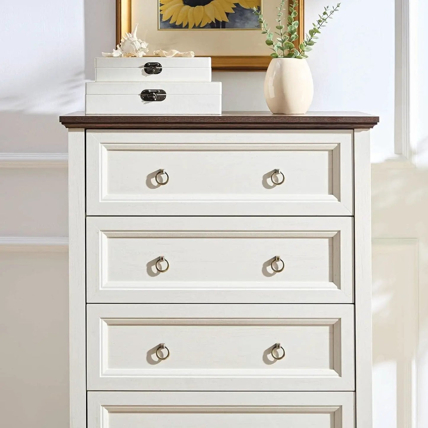 Antique White Forty EightInch Tall Farmhouse Dresser from PriceLows™