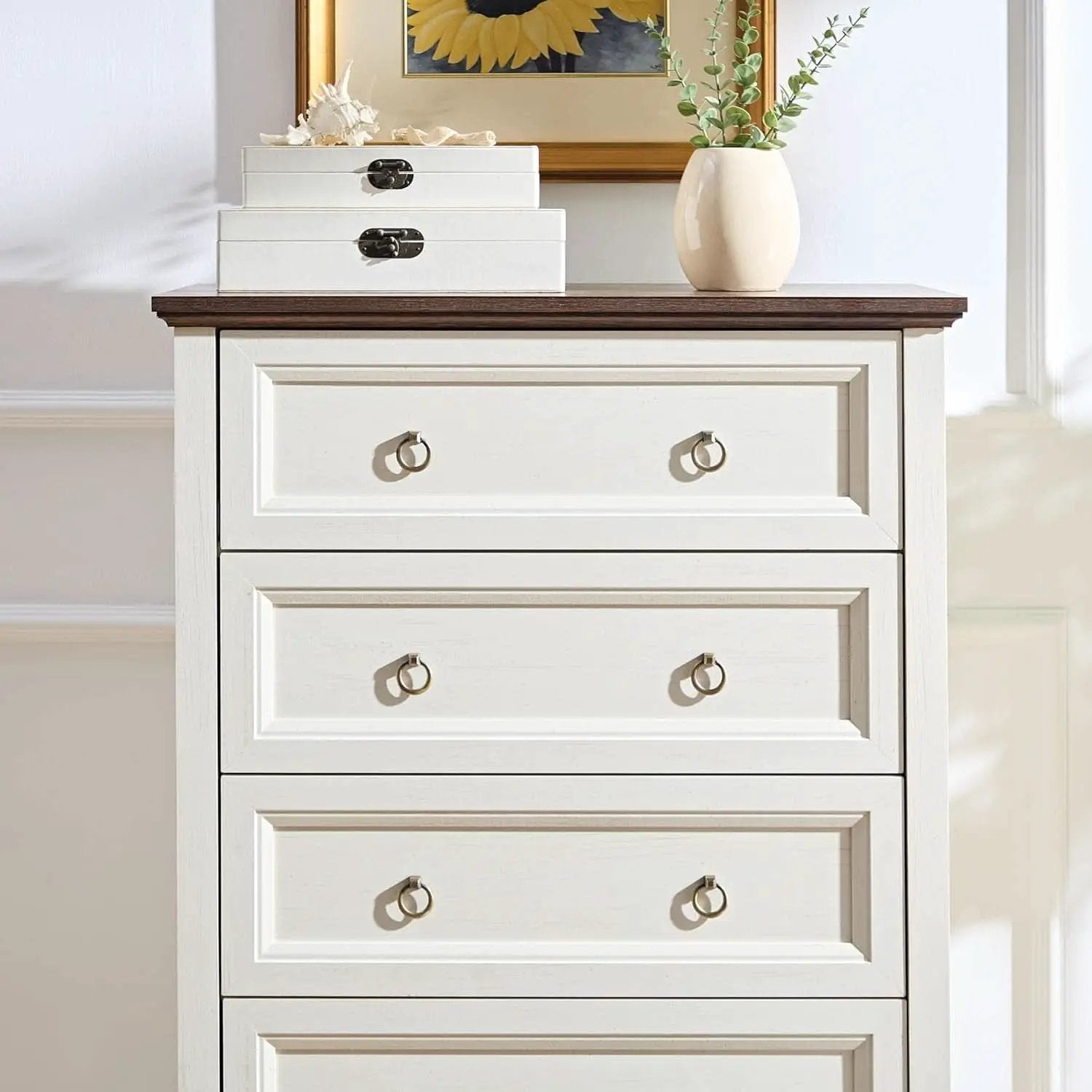 Antique White Forty EightInch Tall Farmhouse Dresser from PriceLows™