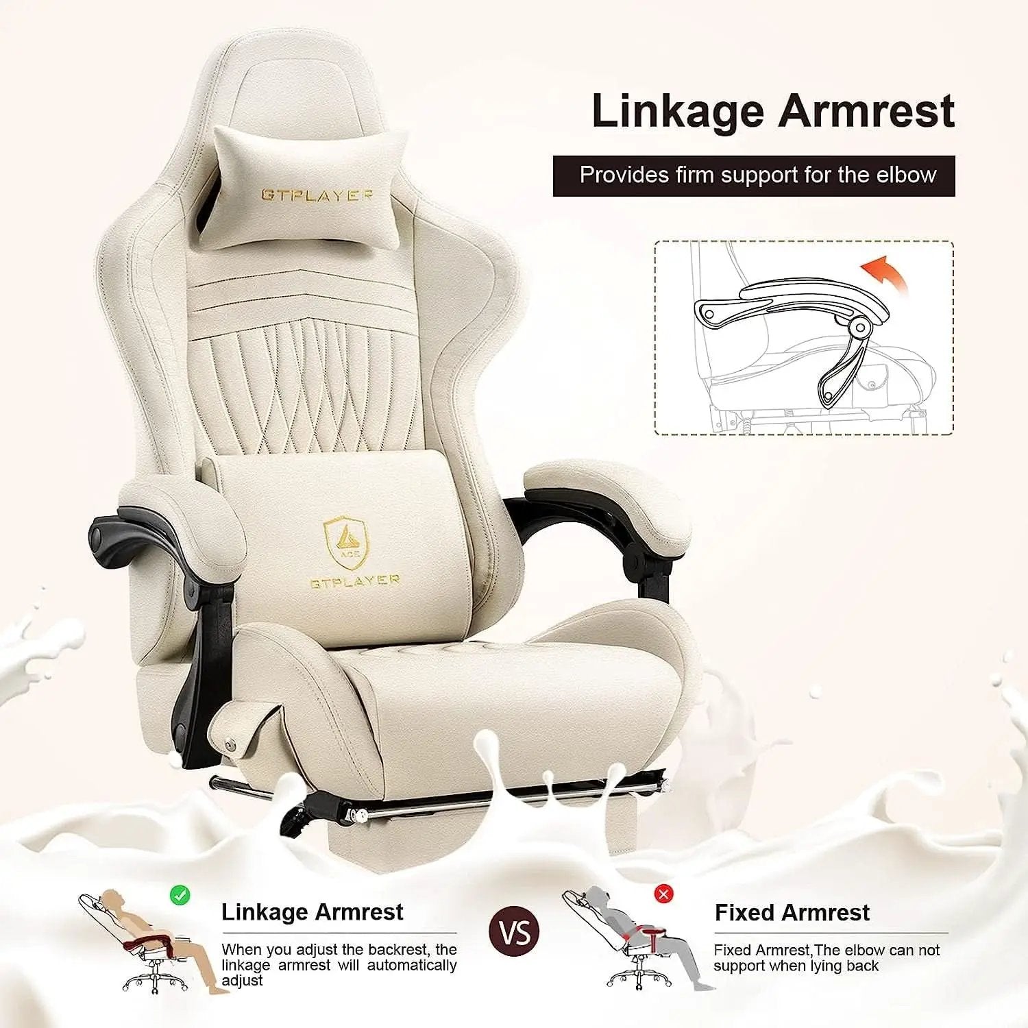 Ivory Bluetooth Speaker Gaming Chair With Footrest from PriceLows™