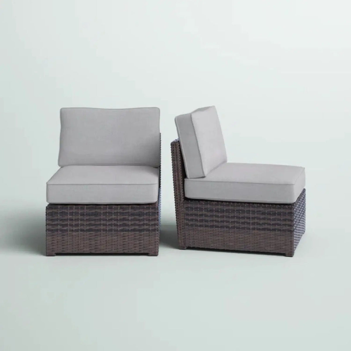 Armless Patio Chair | Cushions Included | Aluminum Inner Frame | Woven Wicker Base