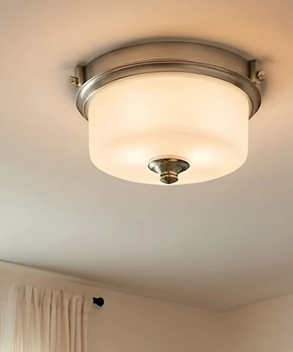 Flush Mount Light Fixture | 2 Light | Brushed Nickel | 13 Inch Width