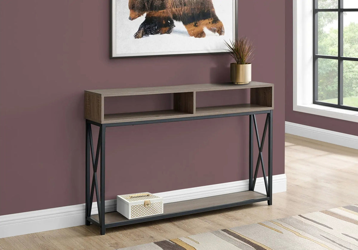 Wood-Look Entryway Console Table | 47.25 Inch Width | Metal X-Frame | Contemporary Design