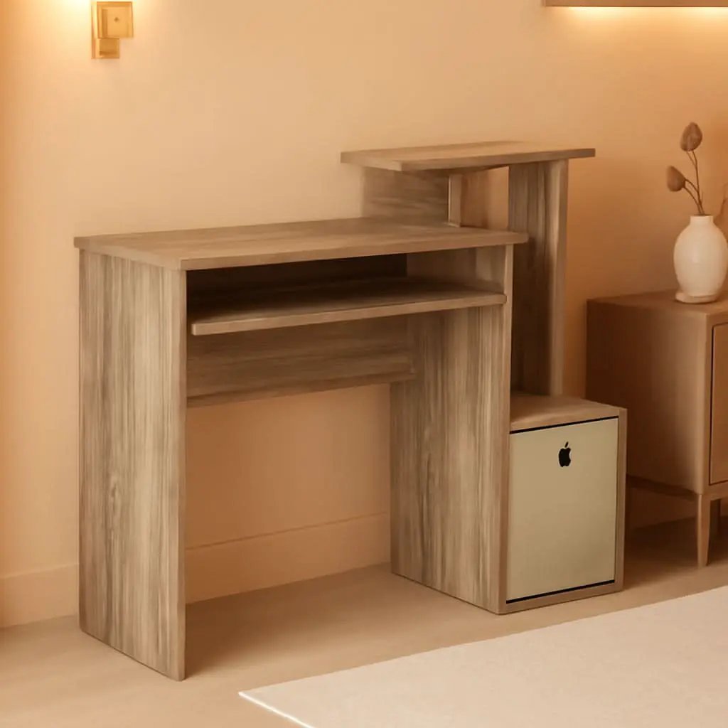 Econ Compact Office Desk With Storage Shelves Sonoma Oak from PriceLows™