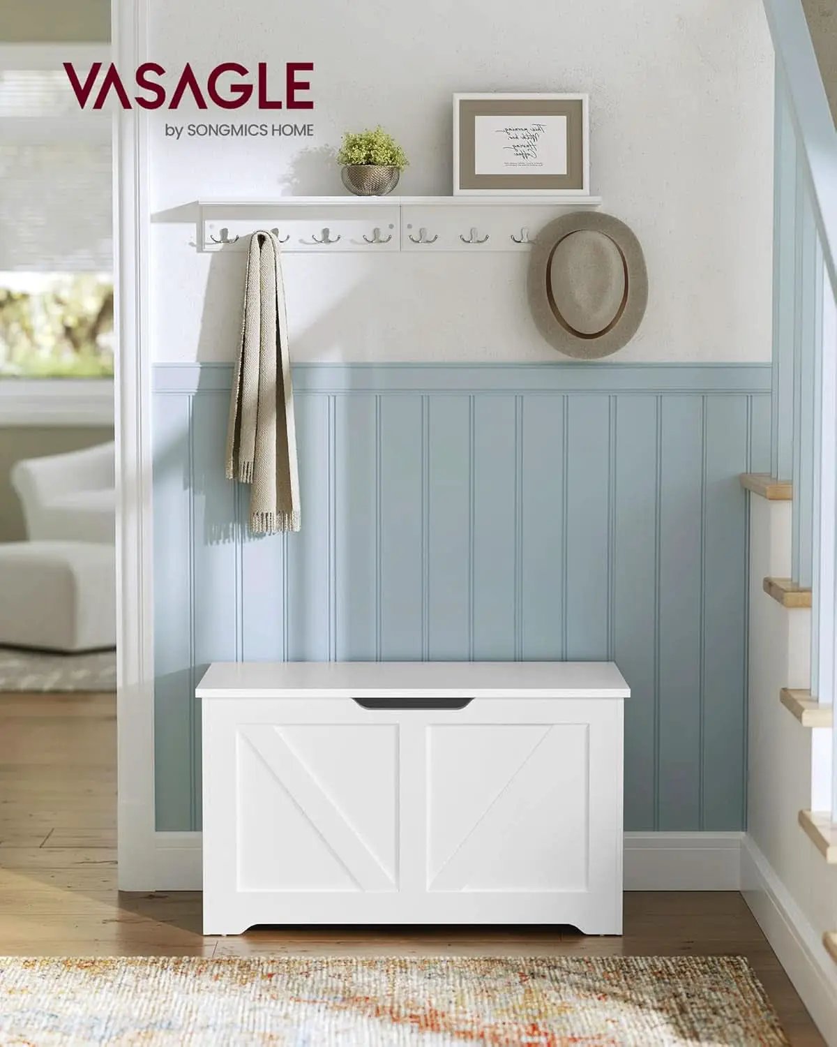 Cloud White PremiumStorage DeluxeBench With Hinges from PriceLows™