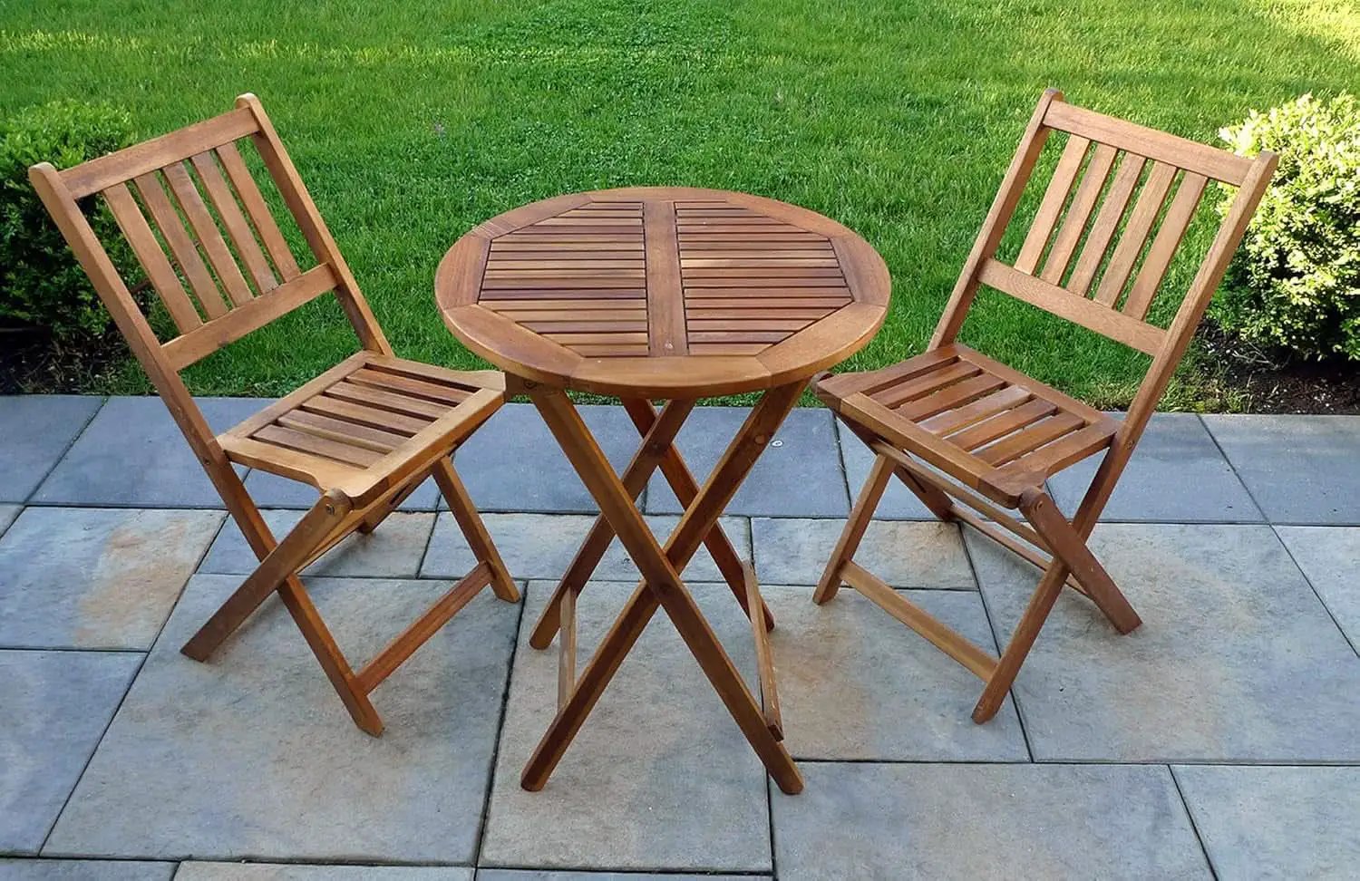Acacia Round Folding Bistro Table And Chair Set Outdoor from PriceLows™