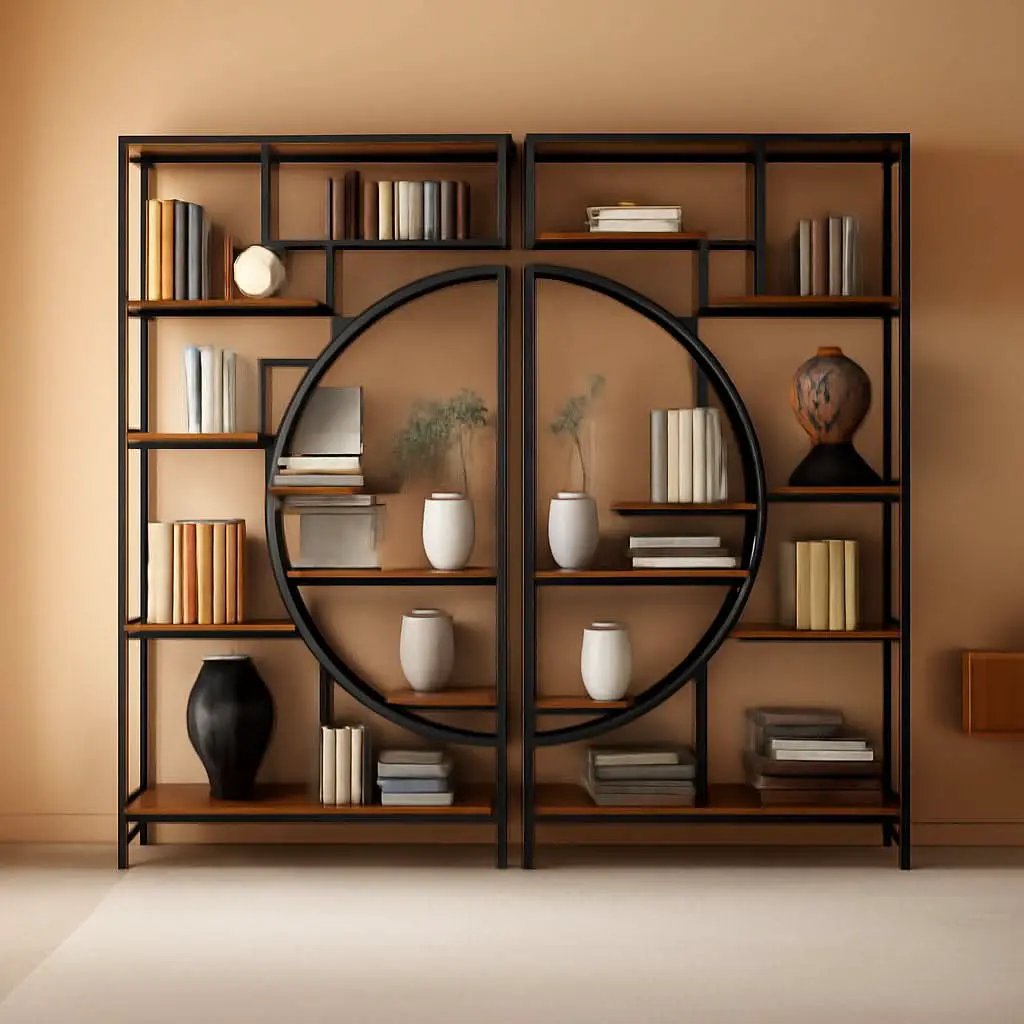 Industrial 5 Tier Etagere Bookcase Brown Rustic Finish from PriceLows™