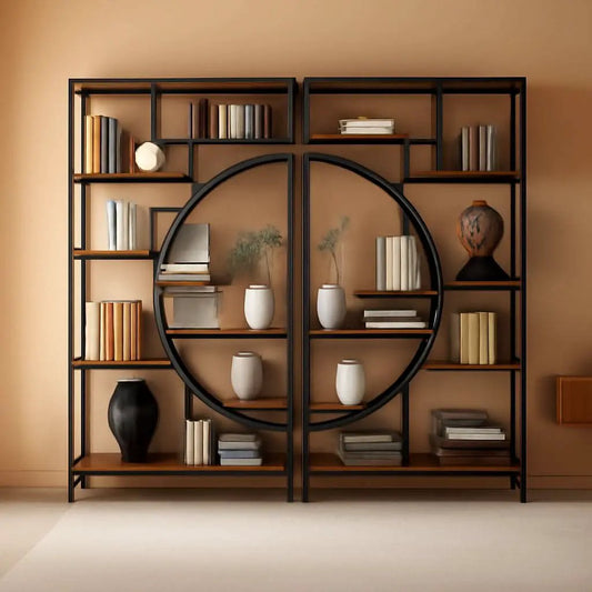 Industrial 5 Tier Etagere Bookcase Brown Rustic Finish from PriceLows™