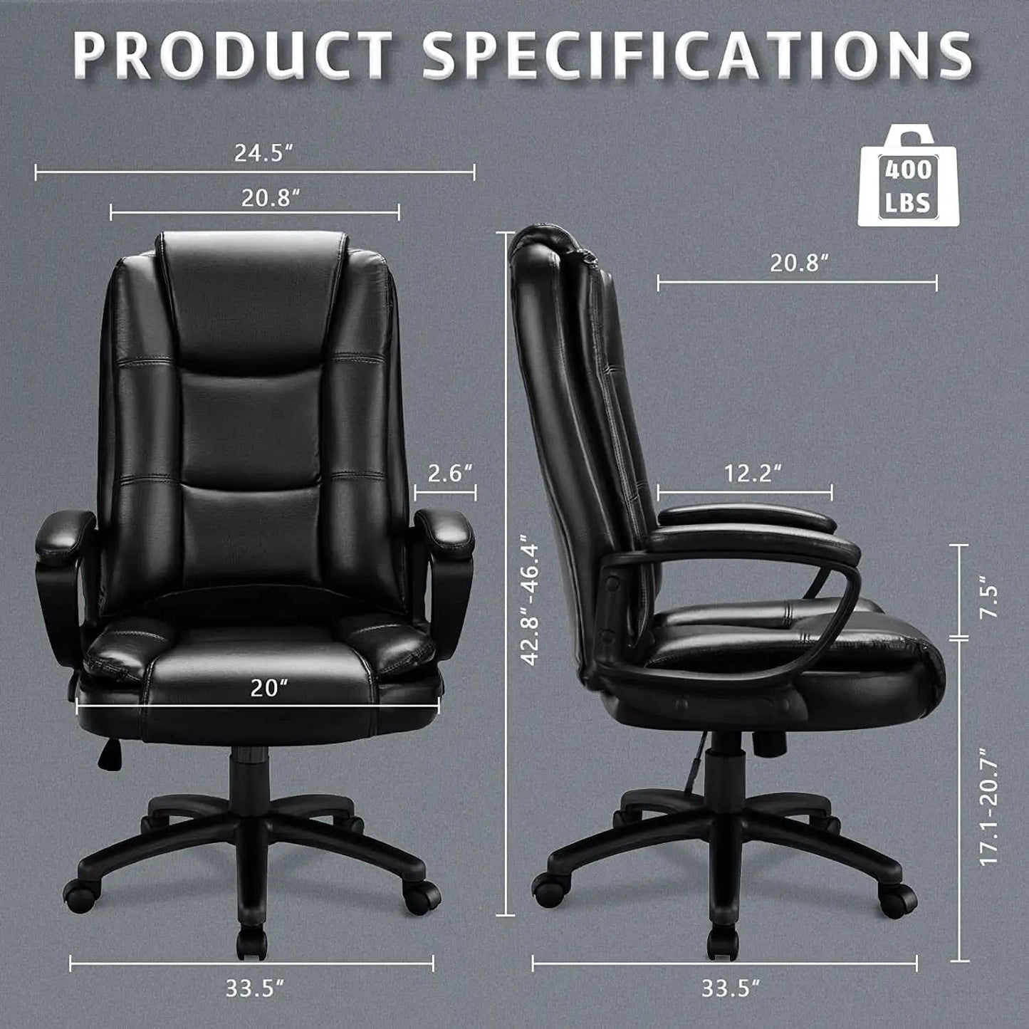 Ergonomic High Back Office Chair for Big and Tall Managers from PriceLows™