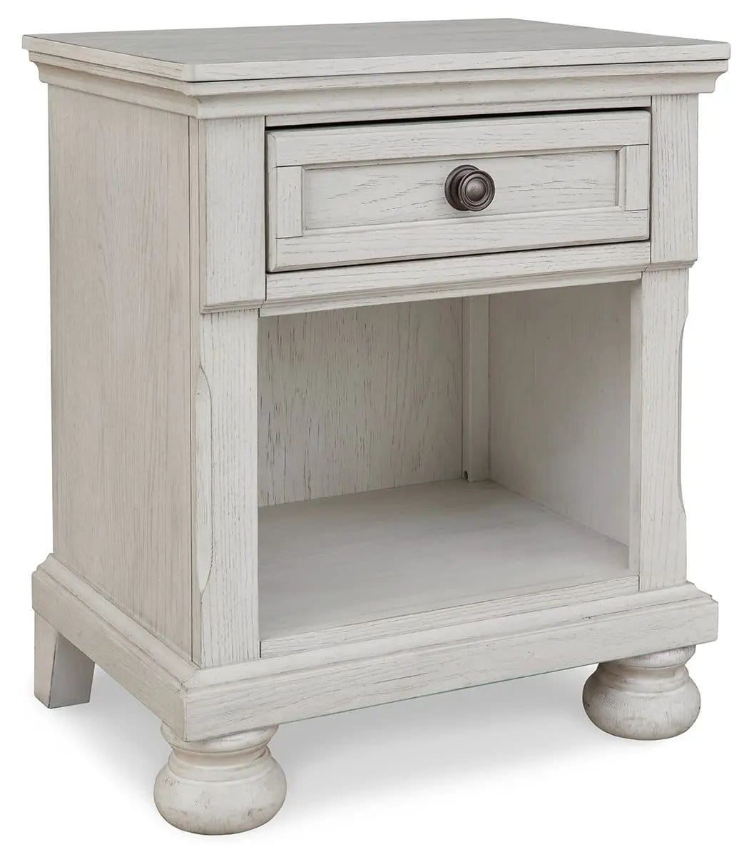 Robbinsdale One Drawer Night Stand Nightstand | 22 x 17 x 26.5 in | Engineered Wood & Oak Veneer | Antique White