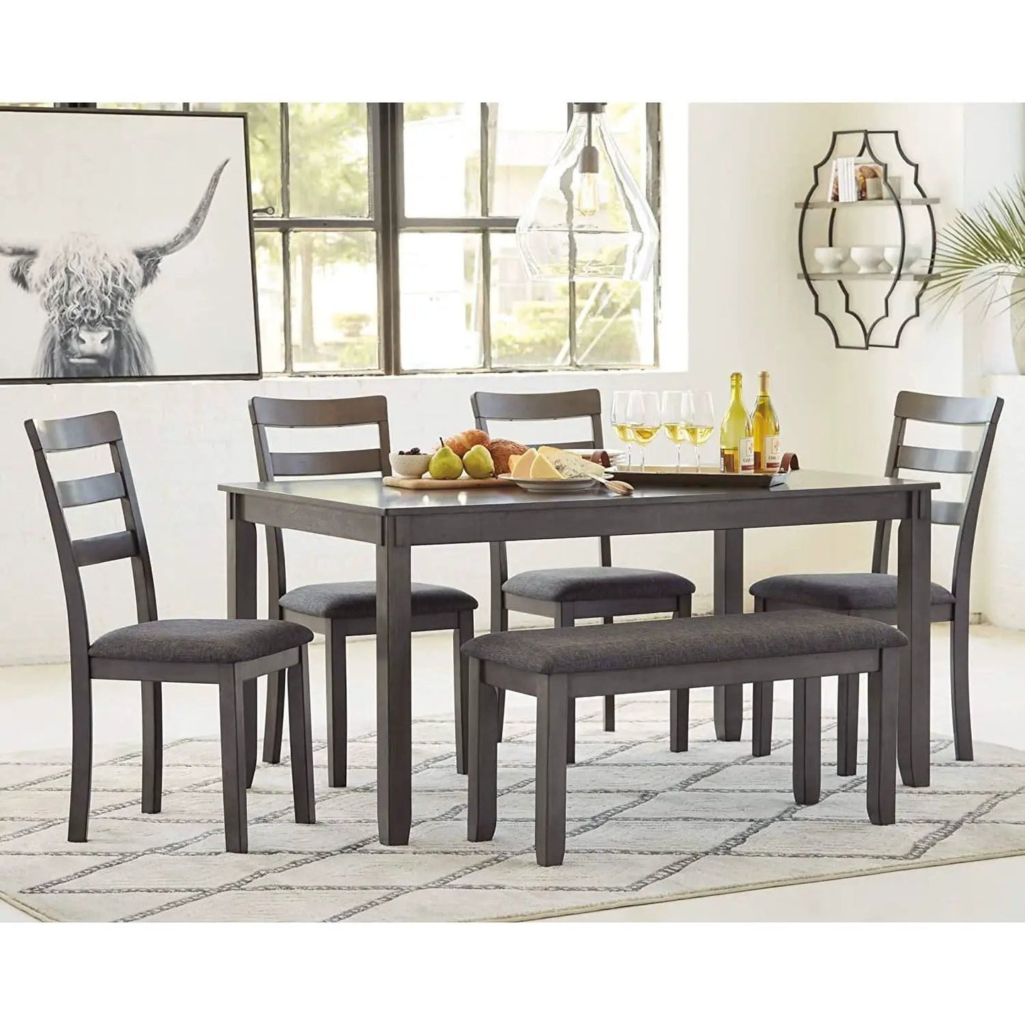 Gray Bridson Modern 6 Piece Dining Set With Cushions from PriceLows™