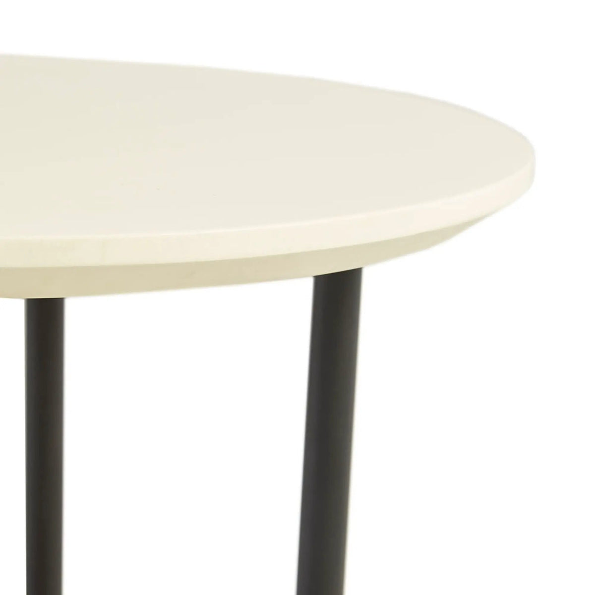 Oval End Table | White And Natural | White MDF Top | Black Metal Legs