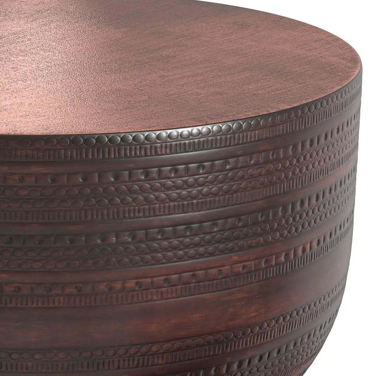 Johnsen Metal Coffee Table | Handcrafted | Large Round Shape | Distinctive Textured Detail