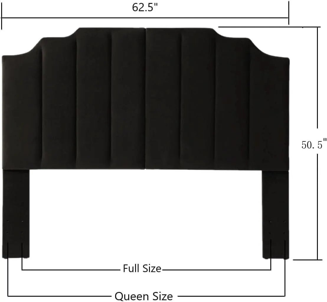 Elegant Black Velvet Tufted Queen Headboard with Curved Design from PriceLows™
