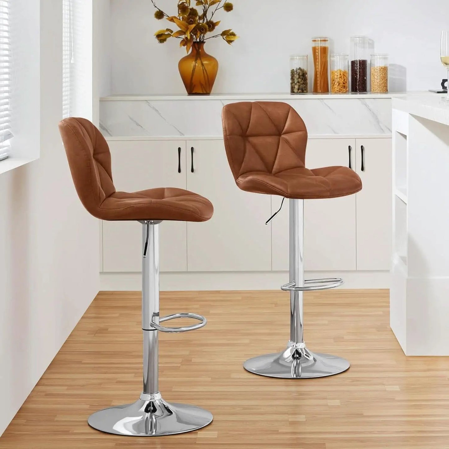 Bar Stools Set Of 2 Adjustable PU Leather Backrest Stools from PriceLows™