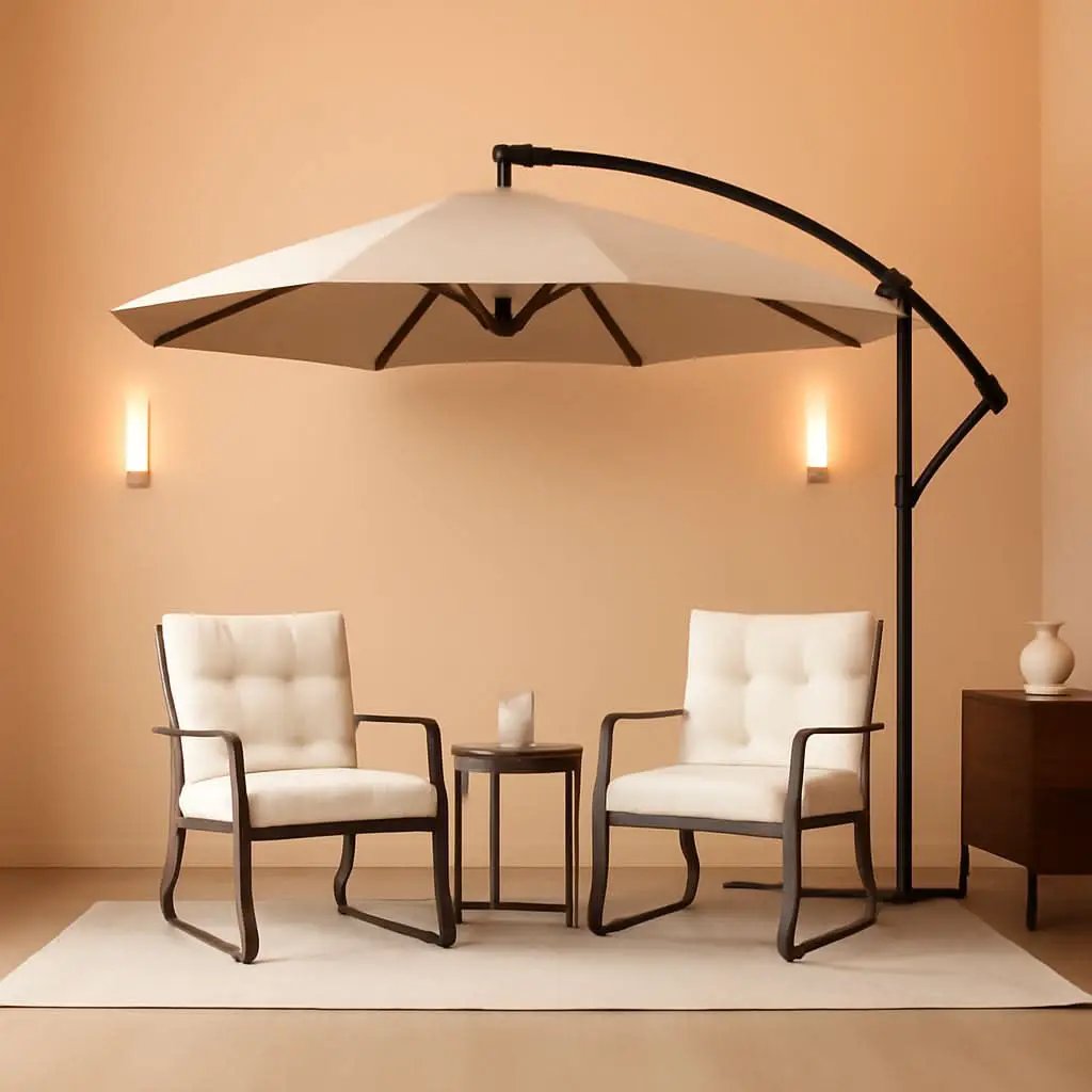 Three Piece Patio Bistro Set With Rocking Chairs And Cushions Beige Outdoor Garden Furniture from PriceLows™