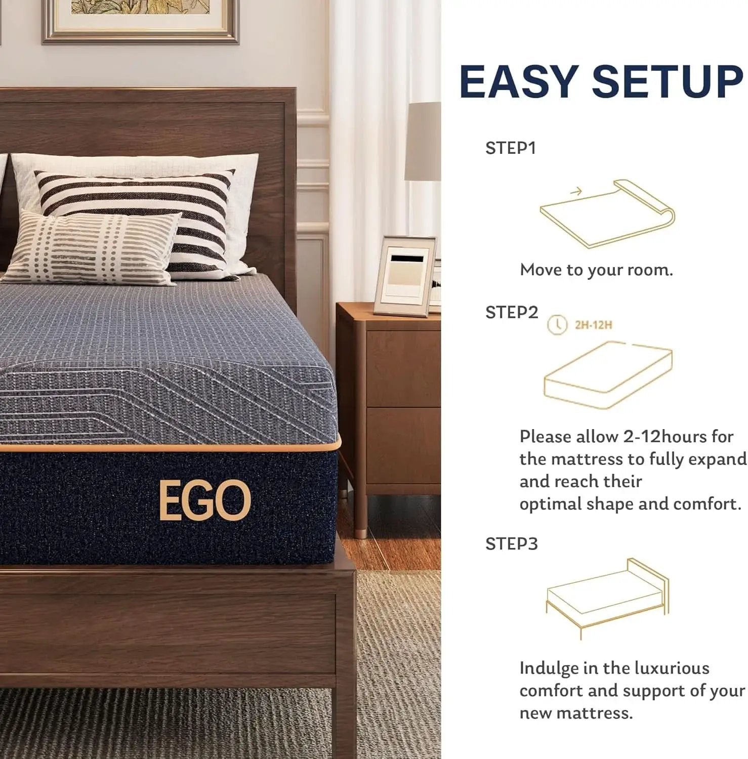 Queen Twelve Inches Gel Cooling Technology Pro Mattress from PriceLows™