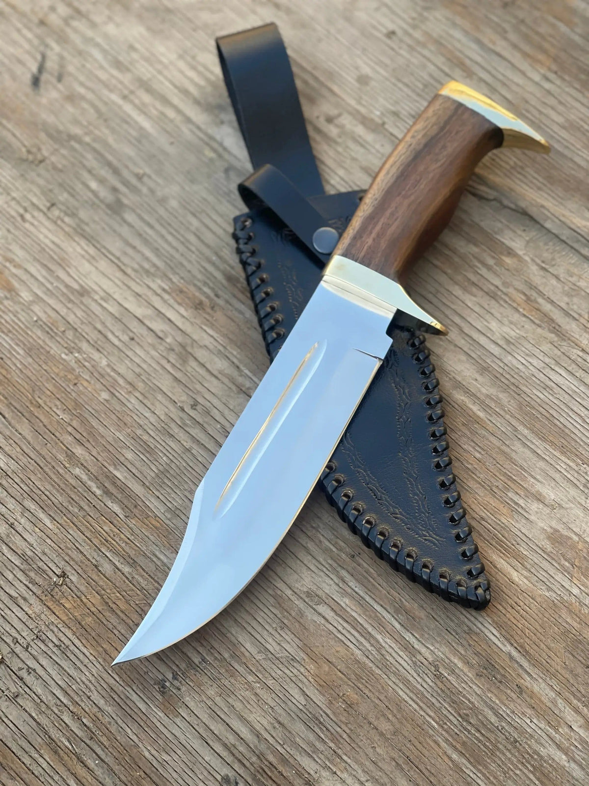 Custom Handmade J2 Steel Bowie Knife with Brass Guard and Rosewood Handle - 13” | Rosewood | Hunting & Survival Knife | Home