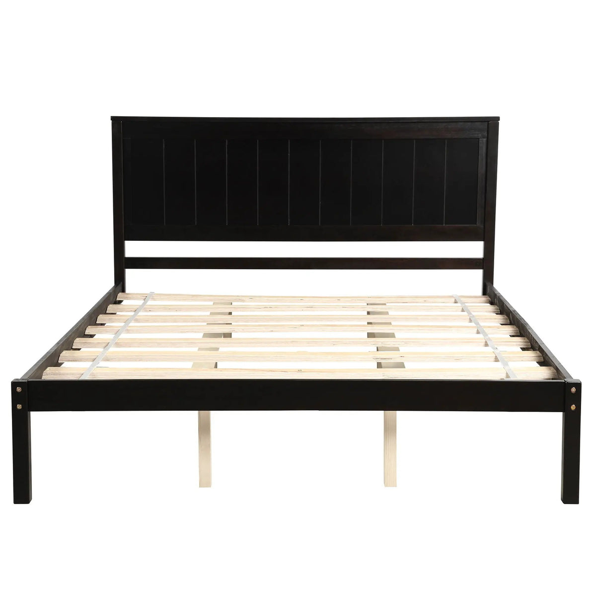 Platform Bed Frame With Headboard | Espresso Finish | Durable Pine Wood