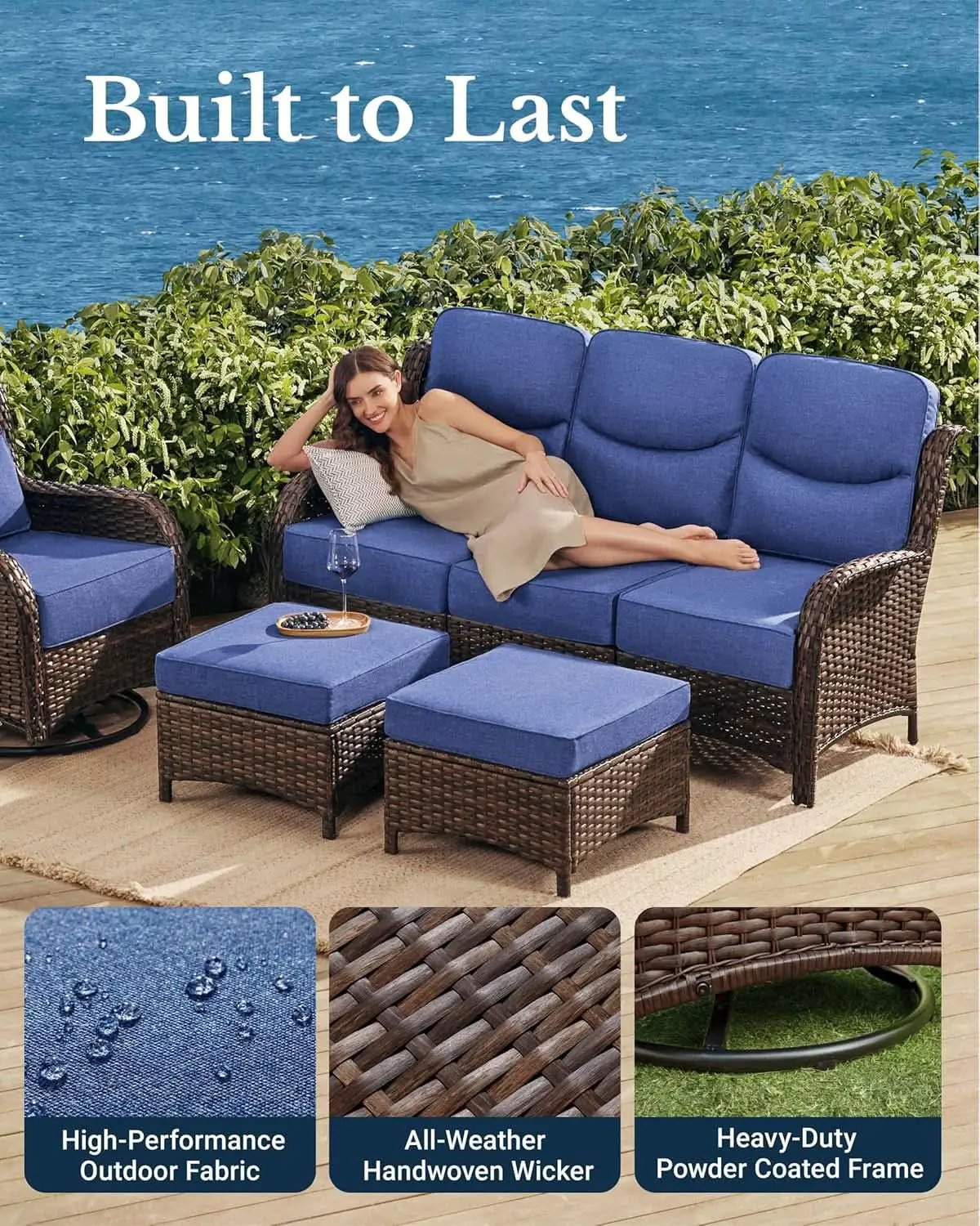 Luxury Outdoor Patio Furniture Set with Thick Cushions from PriceLows™