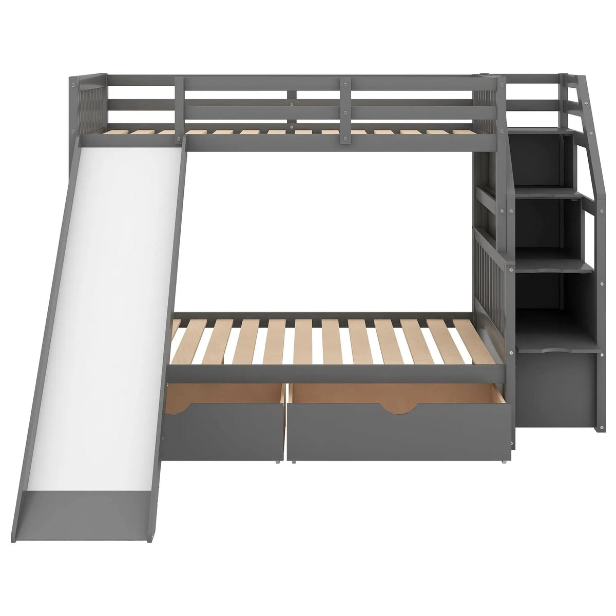 Bunk Bed | Storage Staircase | Slide | Desk With Drawers
