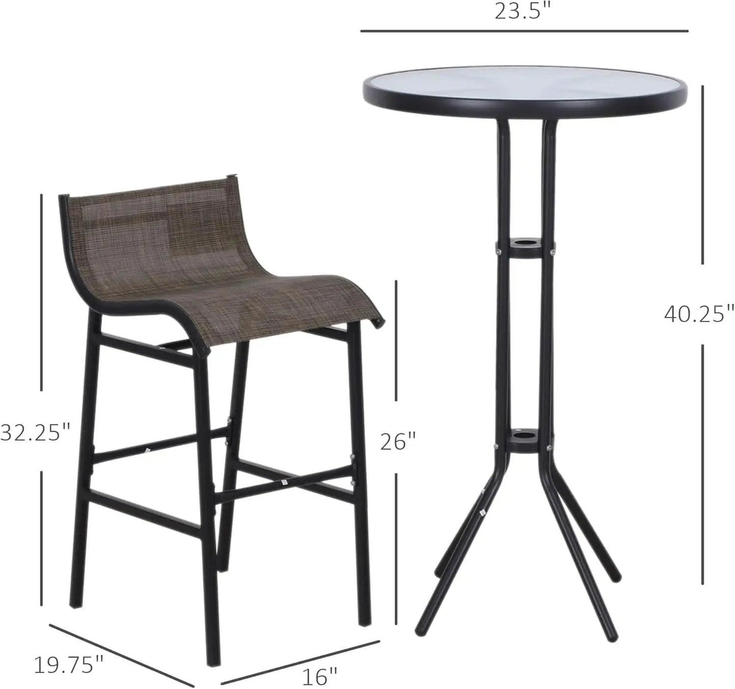 3 Piece Bar Height Outdoor Bistro Set For 2 With Tan Chairs For Outdoor Patio Use from PriceLows™