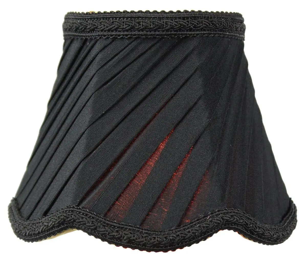 Clip On Candelabra Lampshades | Set Of 6 | 5X4 Inch | Black Shantung Fabric