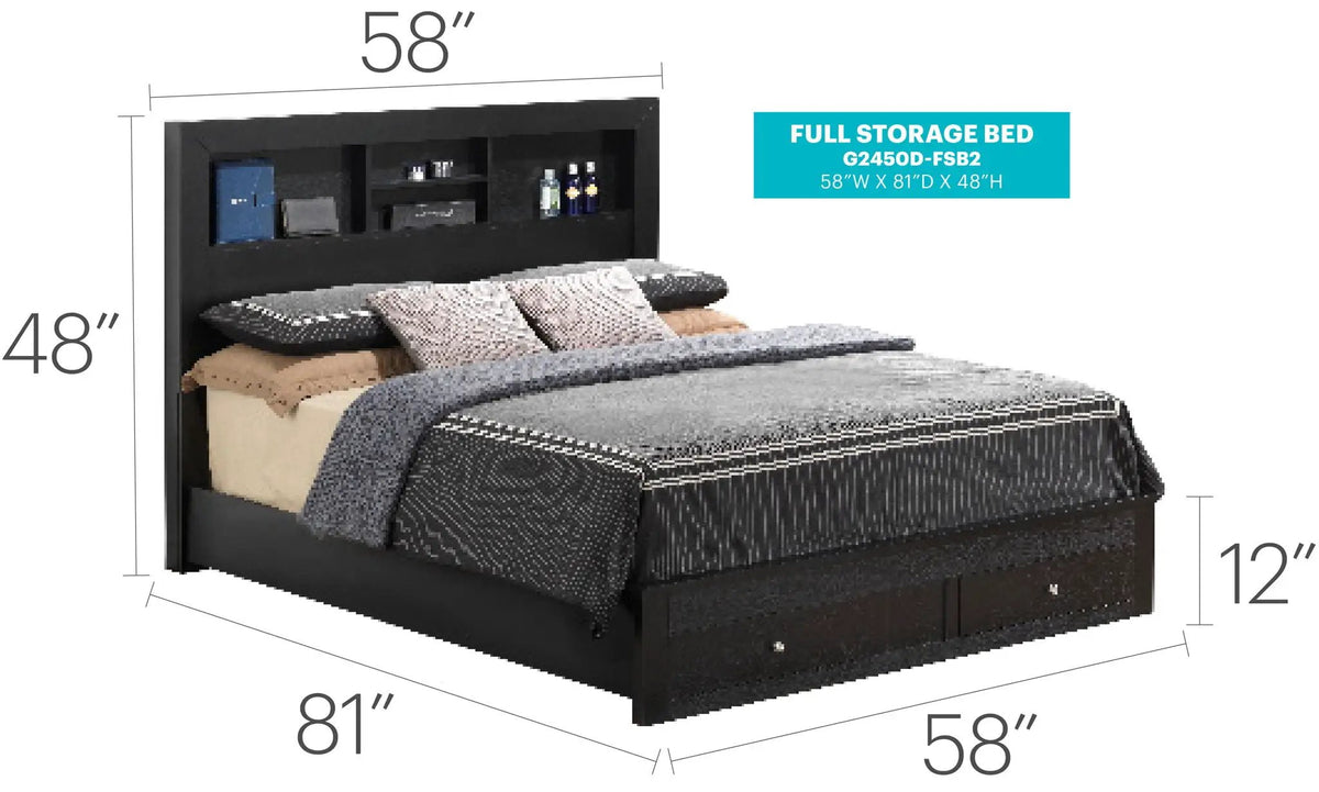 Modern Storage Bed | Ample Bedroom Storage | Wood And Manufactured Wood | 81 Inch Length