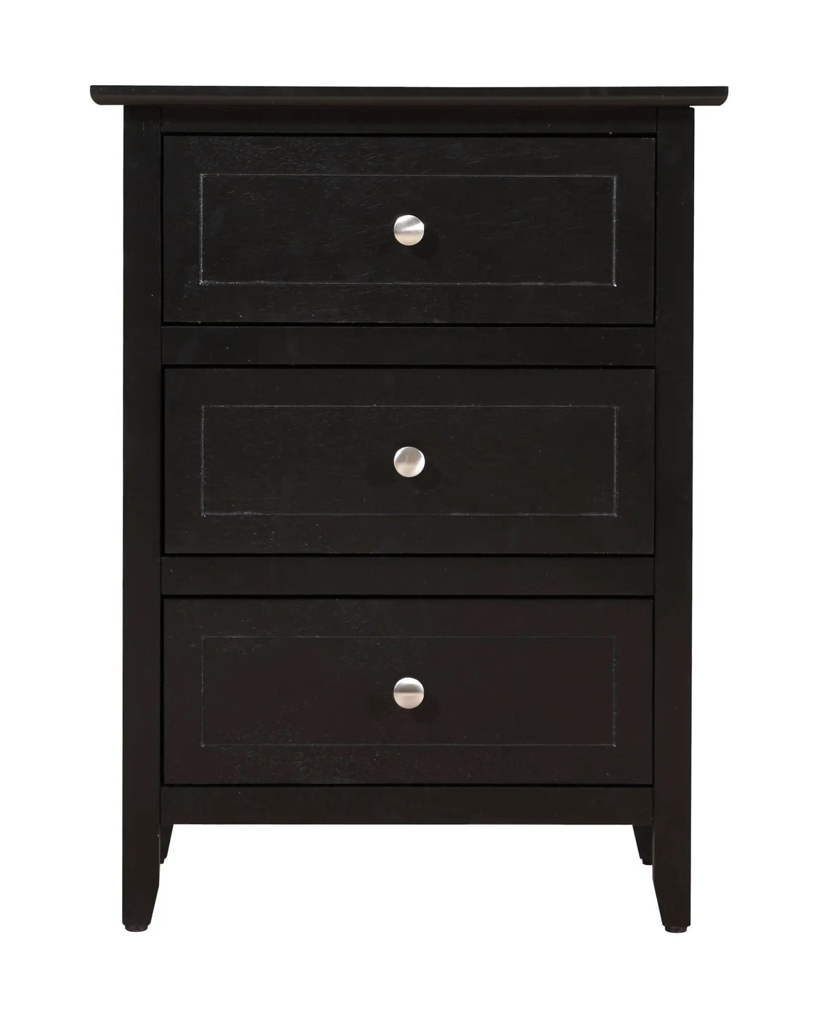 Nightstand | 3 Drawer | Real Wood Veneer | Nickel Hardware