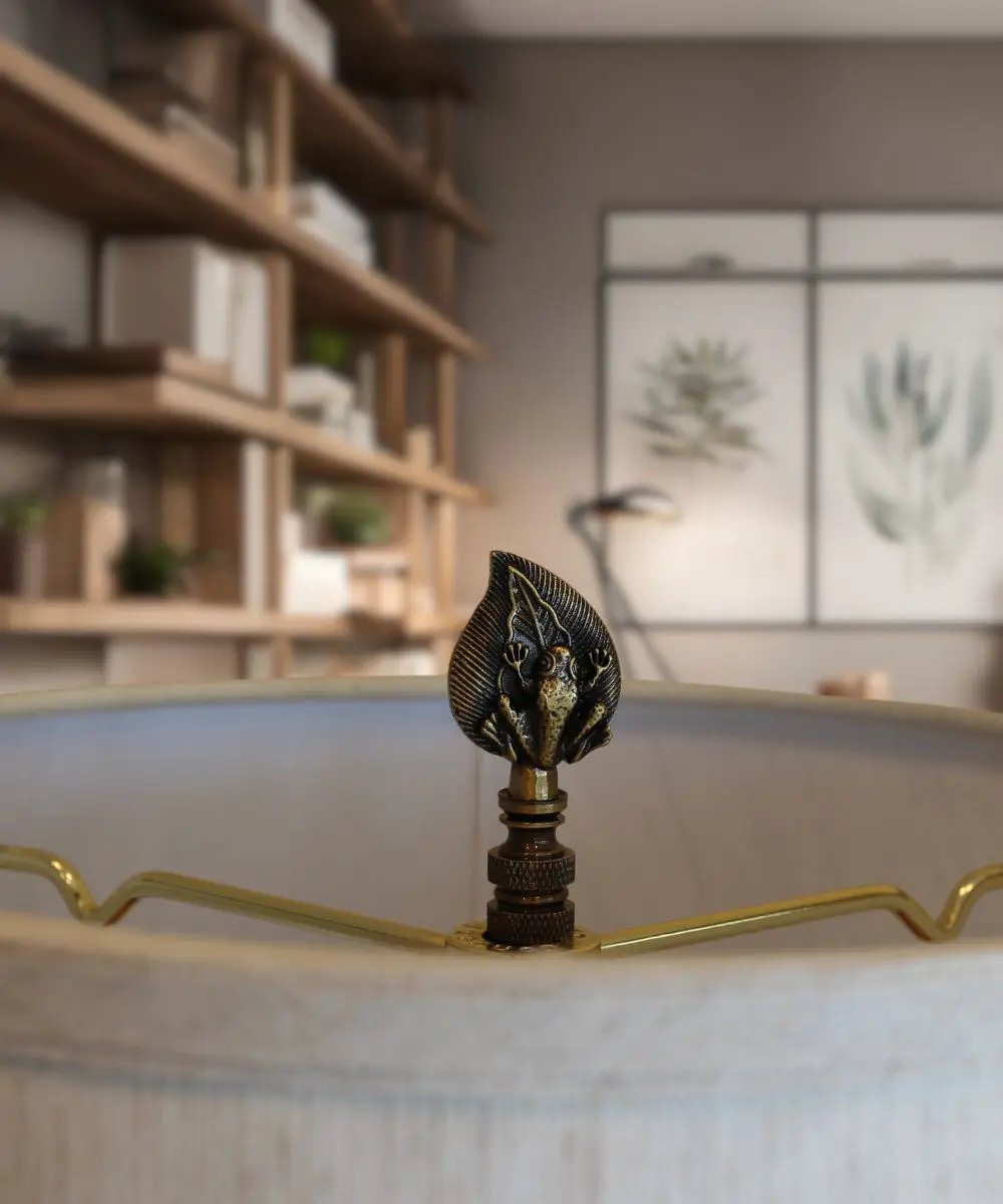 Lamp Finial | Frog On Lily Pad | Antique Brass | 2.4 Inch