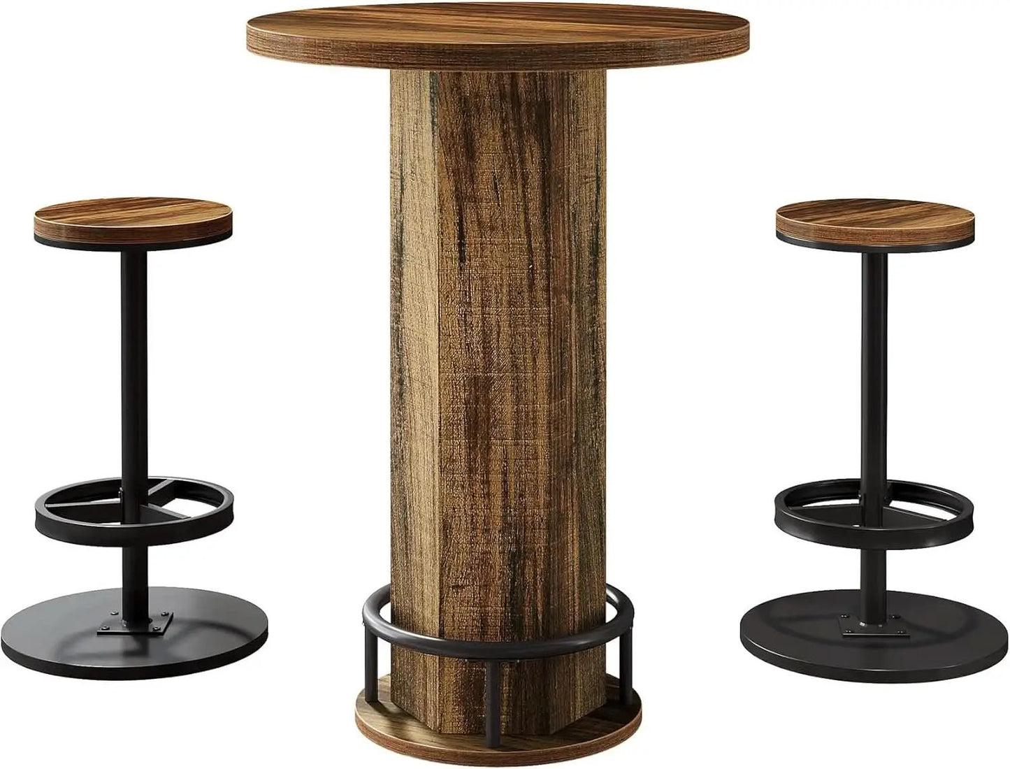 Round Bar Table With Chairs Matte Black Powder coated from PriceLows™