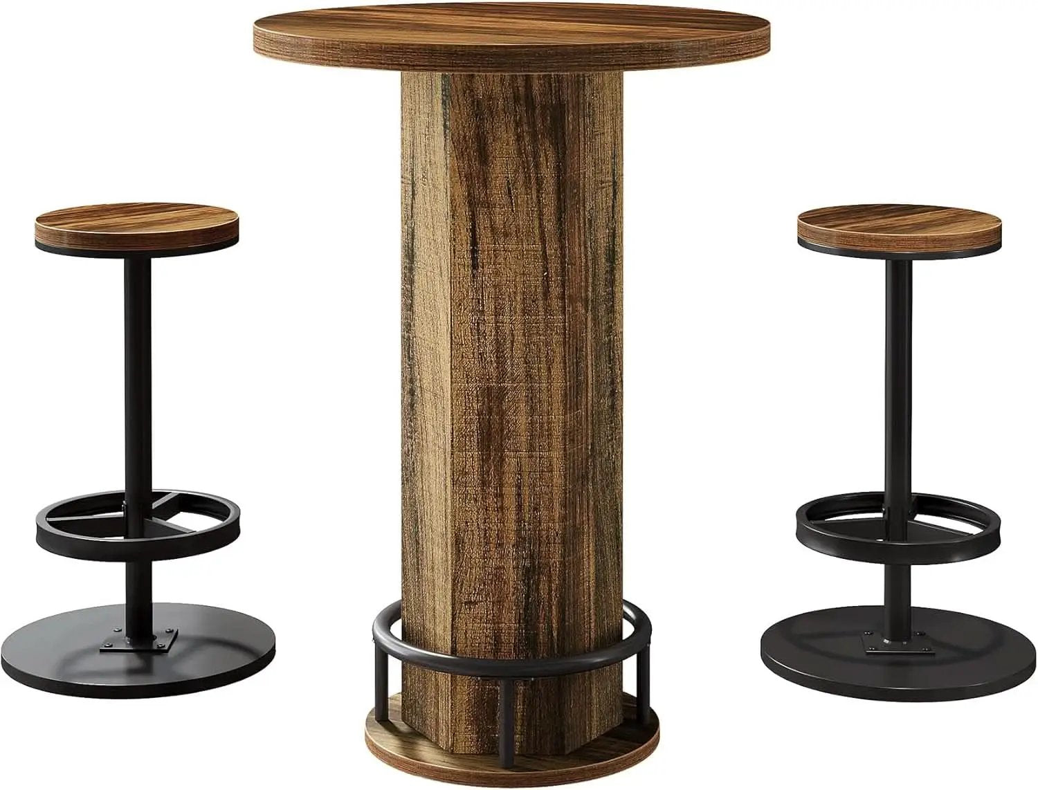 Round Bar Table With Chairs Matte Black Powder coated from PriceLows™