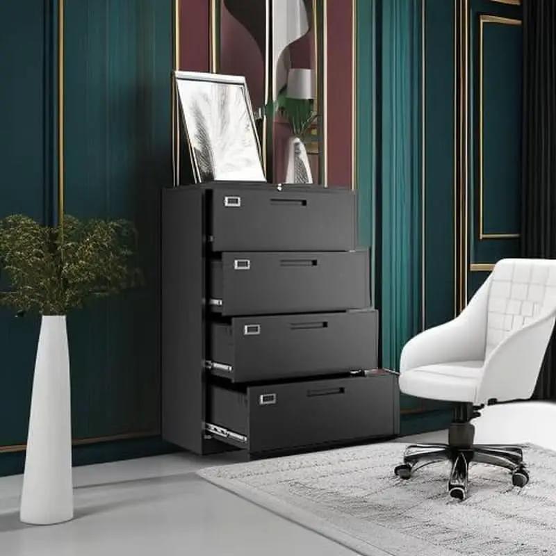 4 Drawer Metal Lateral File Cabinet With Lock For Office from PriceLows™