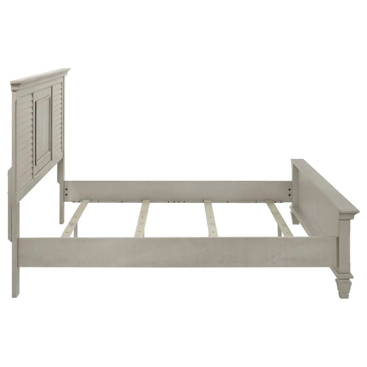 Franco Wood Eastern King Panel Bed Distressed | 83.75 x 88.25 x 57 in | Wood | White