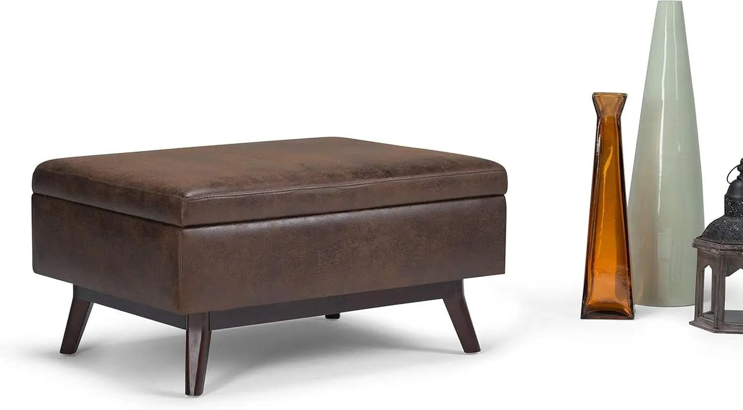 Owen 34 Distressed Chestnut Brown Coffee Table Ottoman from PriceLows™