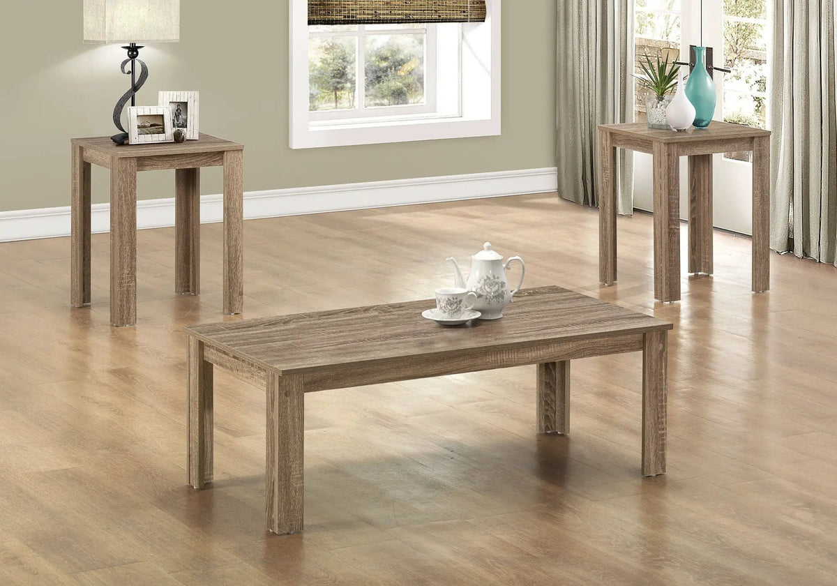 Transitional Coffee Table Set | Set Of 3 | 44 Inch Coffee Table | Two End Tables