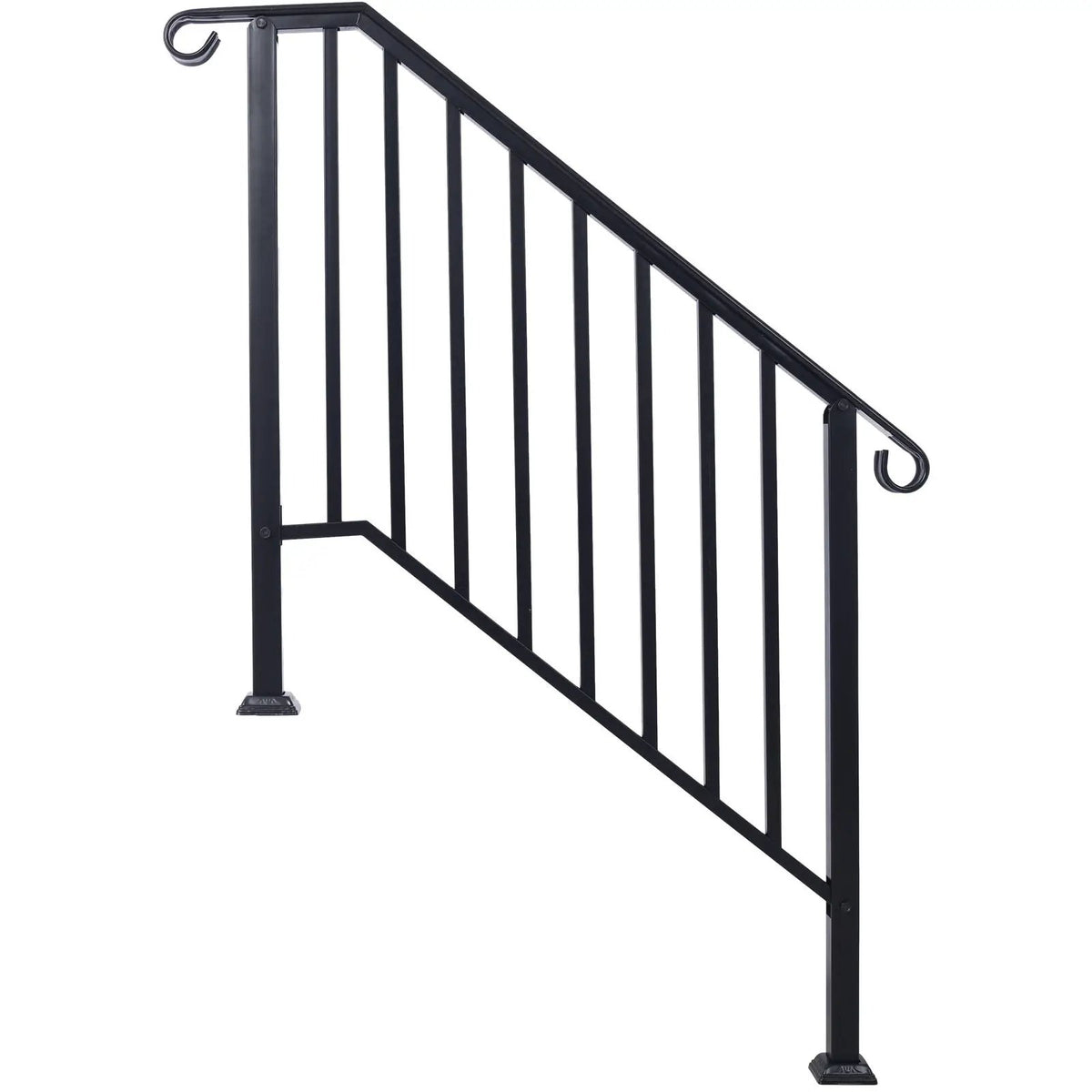 Wrought Iron Stair Handrail | Fits 2 Or 3 Steps | Outdoor Railing | Rustproof Coating