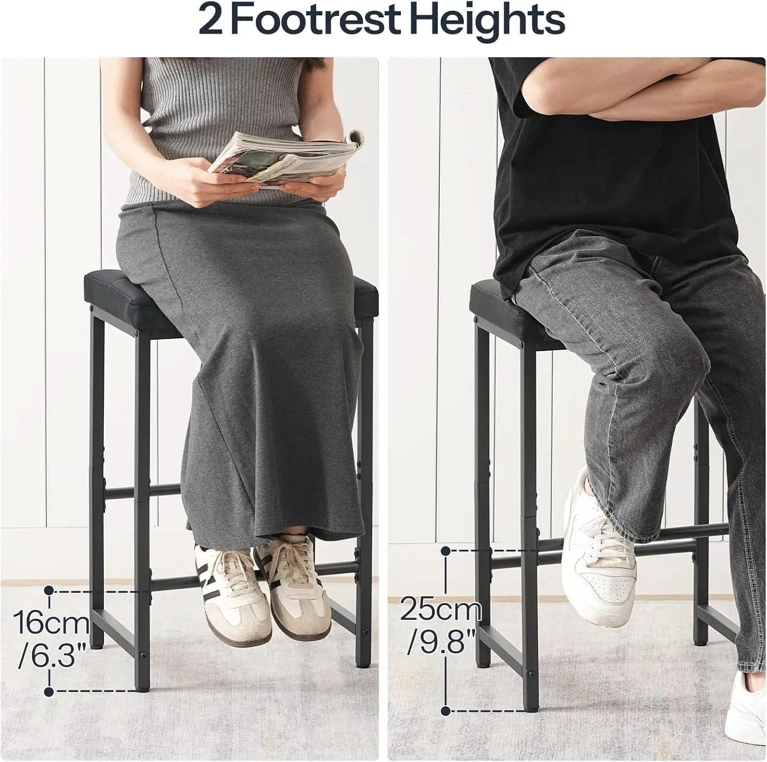 Bar Stools 25 Inch Counter Height With PU Upholstery Black from PriceLows™