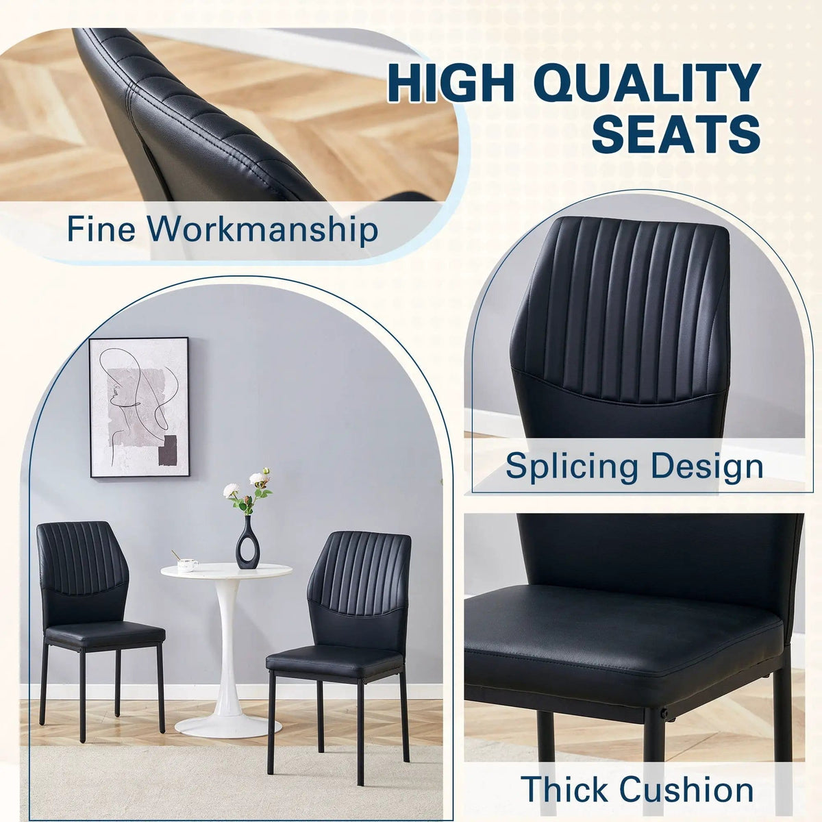 Ergonomic Simple Chair With Metal Leg Chair Set | 3 Pieces | Metal | Dining Room