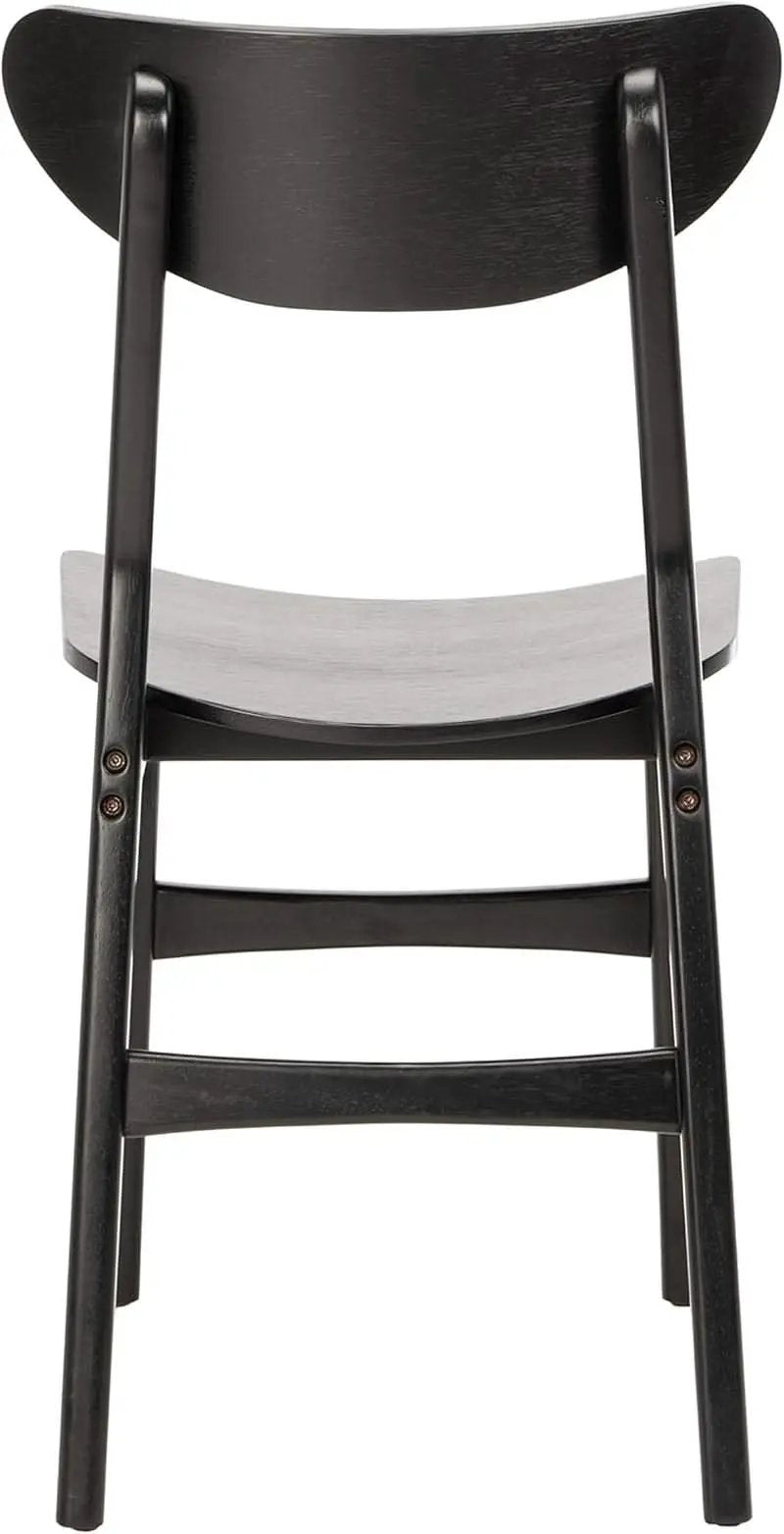 Retro Black Wood Dining Chair Set Of 2 For Home Dining from PriceLows™